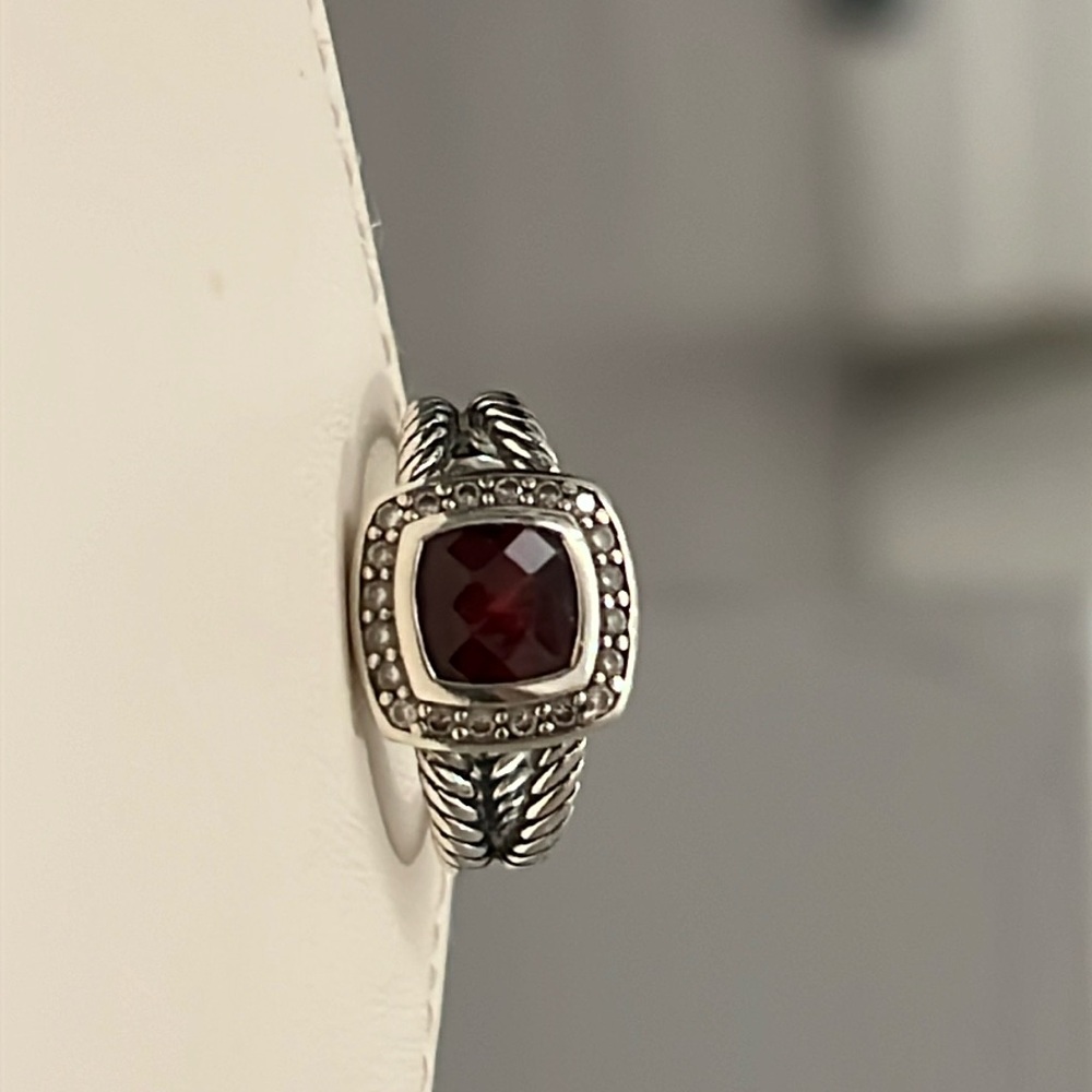 COPY - David Yurman Petite Albion ® Ring Sterling Silver w/ Garnet + Diamonds - Picture 12 of 14